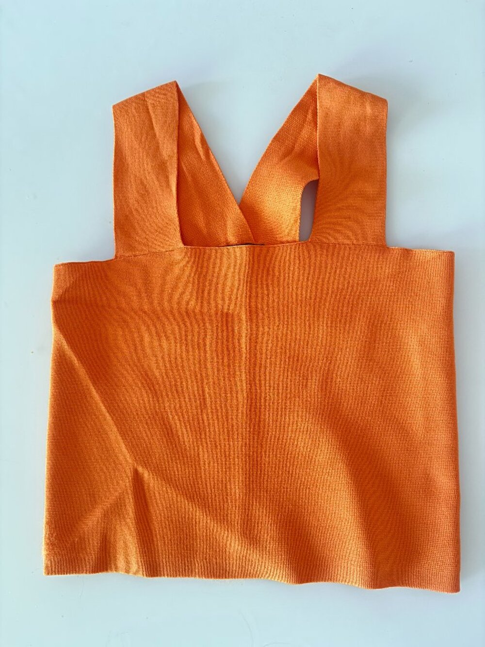 HOUSE OF HARLOW 1960 ORANGE KNIT TANK TOP CROP THICK STRAP CROSS BACK S